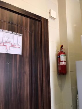 fire extinguisher in kitchen and excape plan